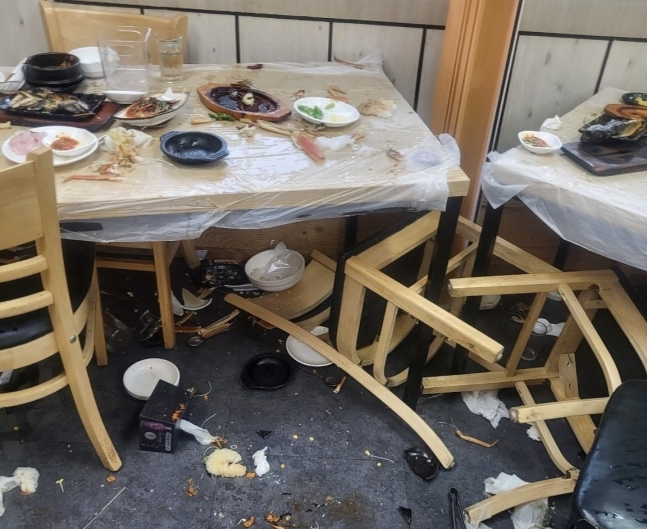 안양시의회 국민의힘 의원들이 식사한 안양의 한 식당 모습. 사진=중부일보 제공