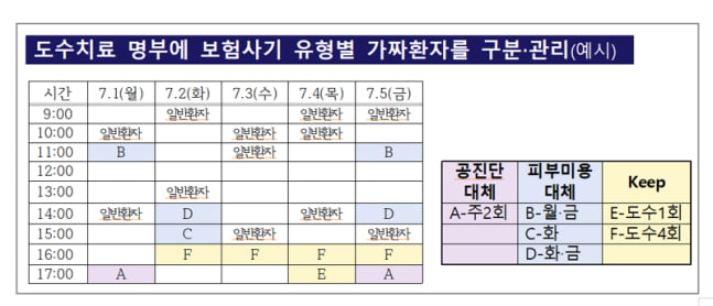 도수치료 명부 탠 카지노 유형별 가짜환자 구분관리 예시. /금감원 제공