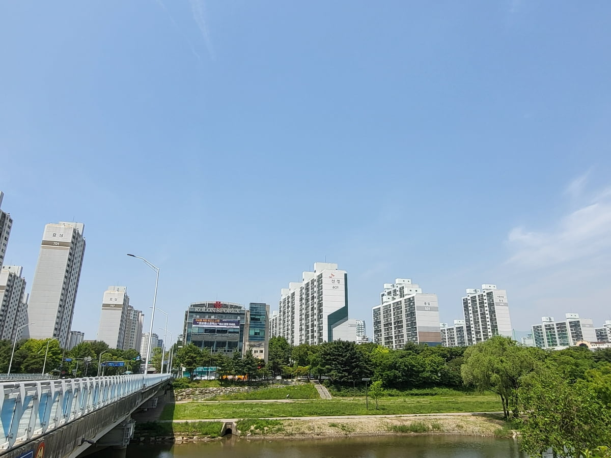 탄천에서 바라본 경기 성남 분당구 이매동 아름마을 단지 전경.  /한경DB