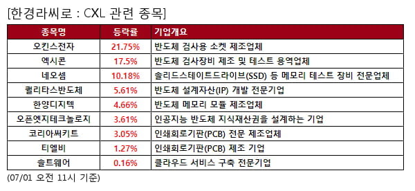 오킨스전자,엑시콘,네오셈,퀄리타스반도체,한양디지텍,오픈엣지테크놀로지,코리아써키트,티엘비,솔트웨어