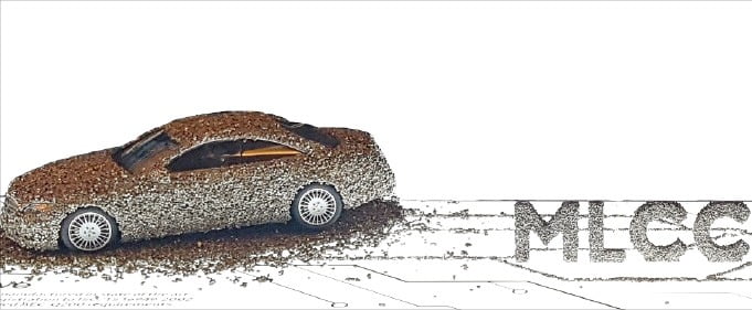 삼성전기 MLCC로 장식한 자동차 모형. /삼성전기 제공 
