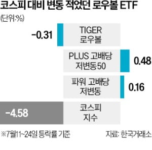 코스피 45 떨어질 때선방한 저변동성 ETF