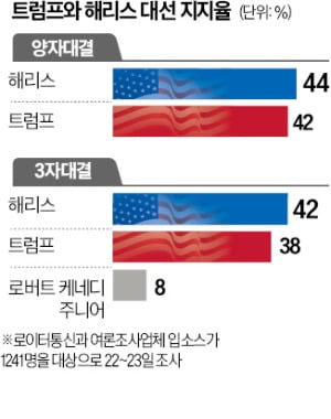 해리스 예상밖 돌풍…"3자대결선 4%P 우세"