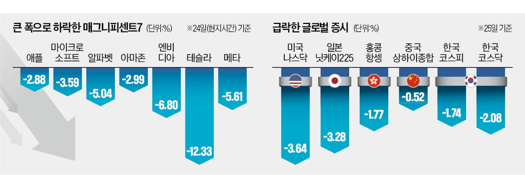 美 빅테크 고점론에 'M7' 곤두박질…'AI發 랠리' 막 내리나