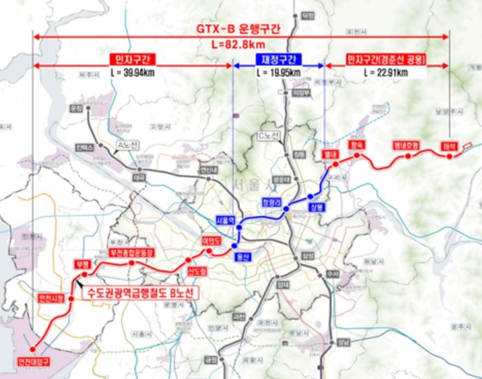 GTX-B 민자구간 실시계획 승인…2030년 개통 목표