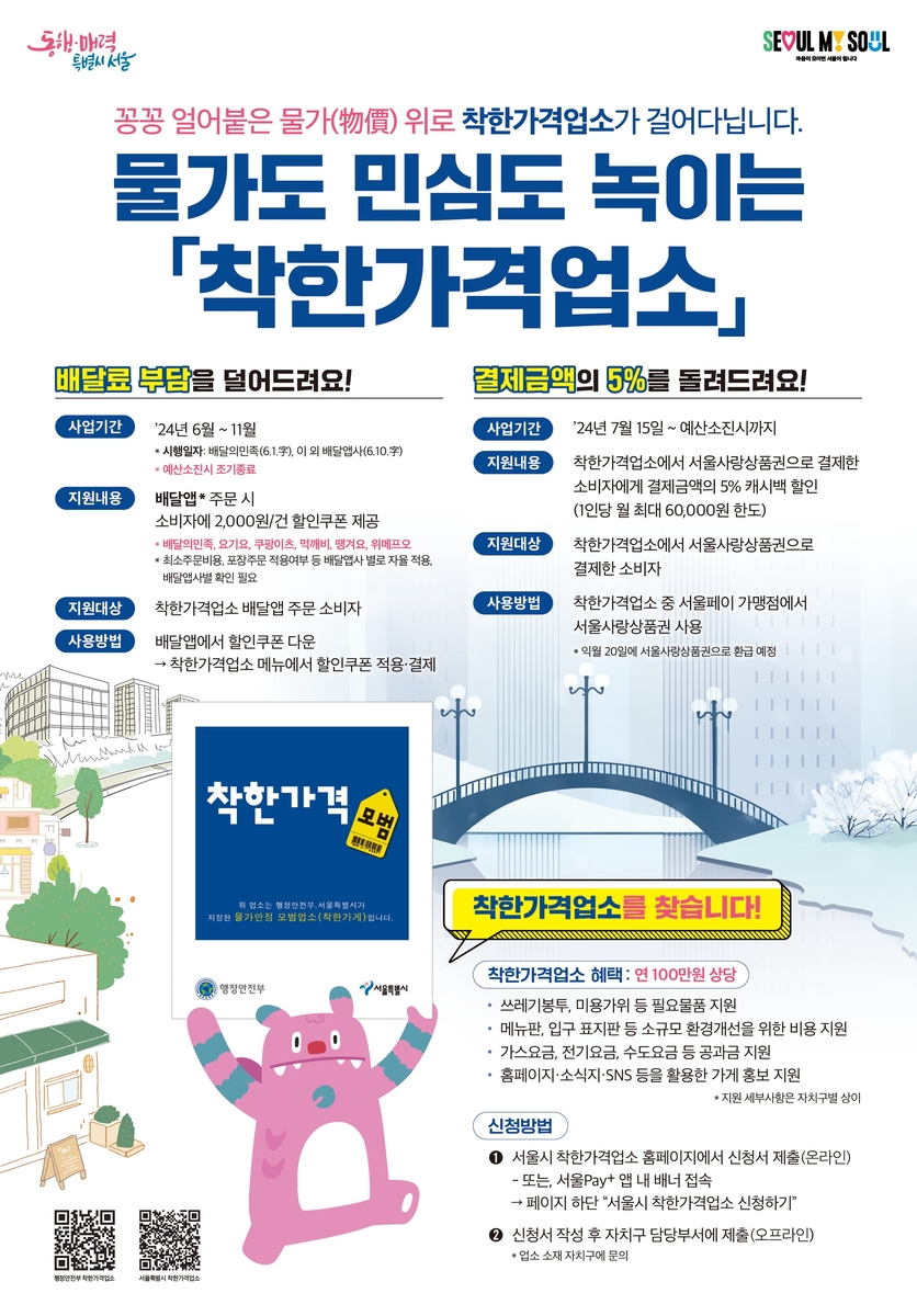 서울 착한가격업소, 서울사랑상품권으로 결제하면 5% 할인