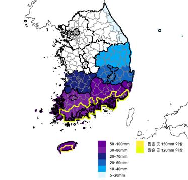 내일까지 제주·남해안 장맛비…17~18일 중부 집중호우 가능성