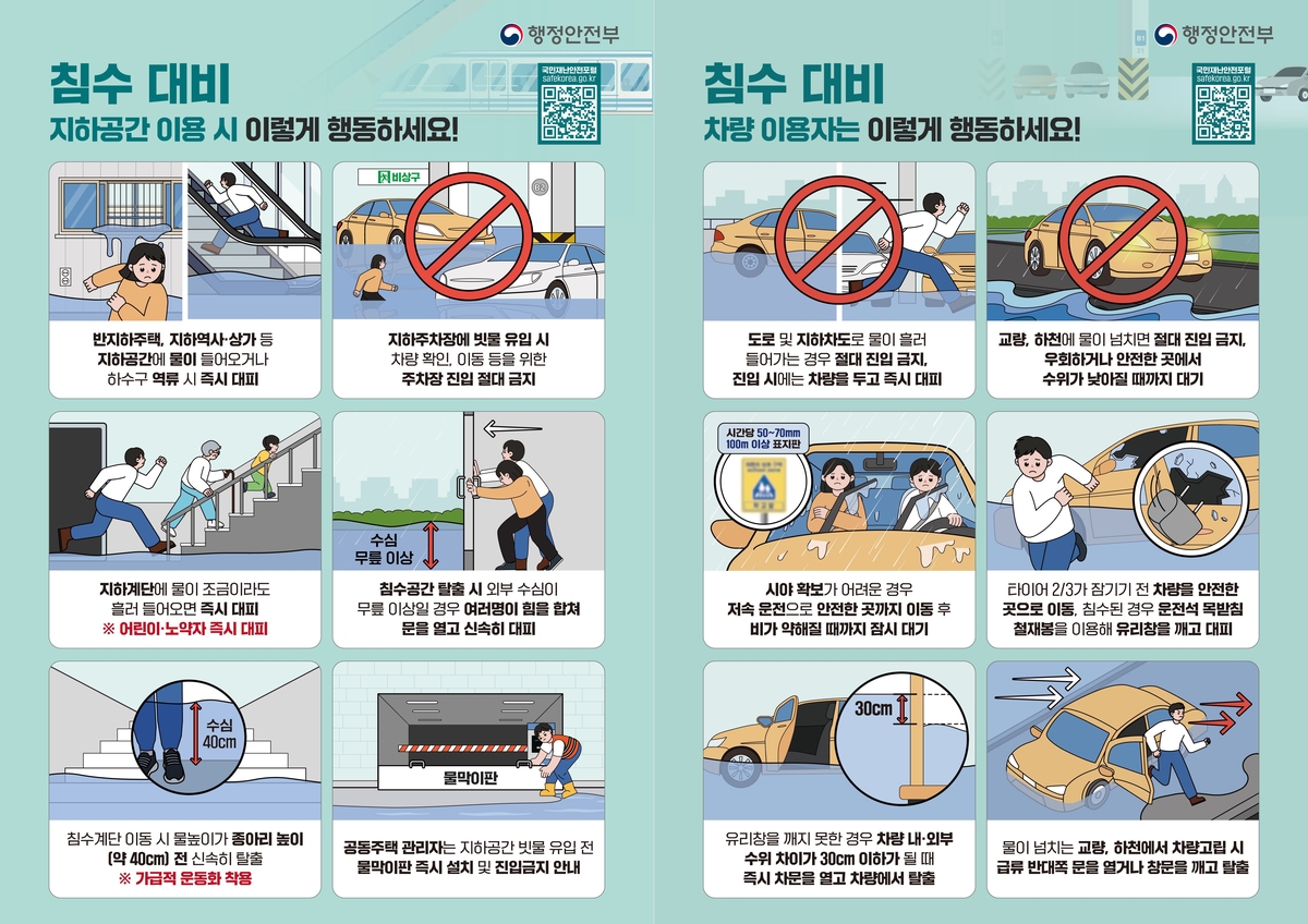 "빗물 유입 지하주차장 절대 들어가선 안돼"…침수대비 행동요령