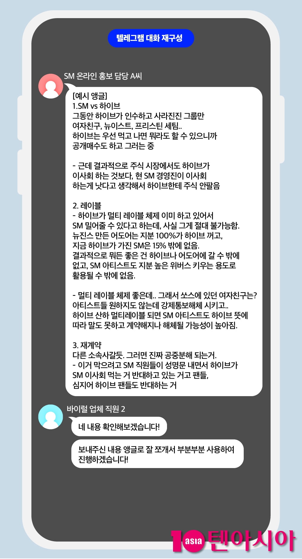 [단독] "커뮤니티 바이럴 빨리 해주세요" SM엔터, 하이브와 분쟁 때 비밀리 여론작업팀 운영했다 ①