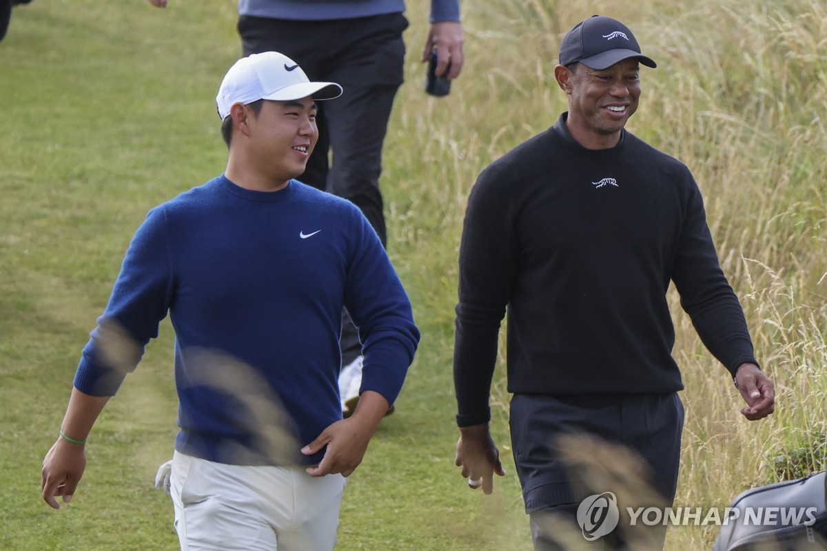 김주형, 브리티시오픈 앞두고 우즈와 함께 연습 라운드