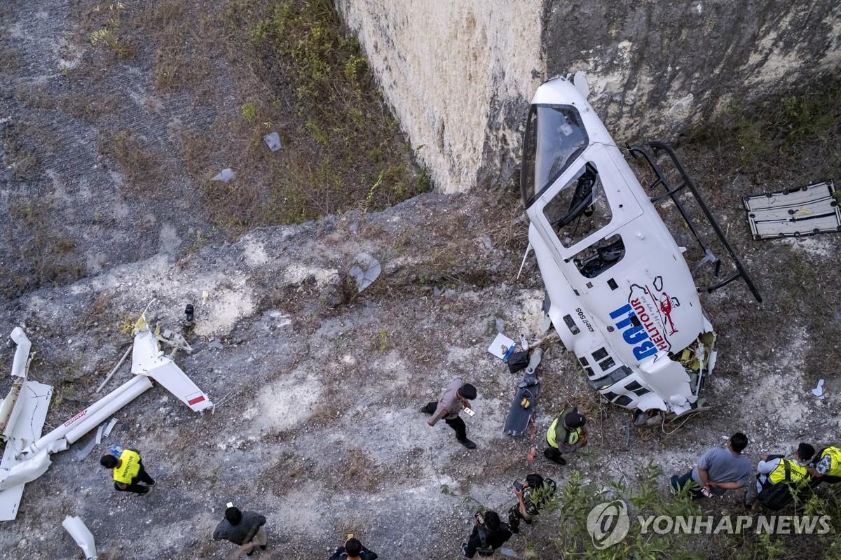 인니 발리서 관광용 헬기 추락…탑승자 5명 전원 생존