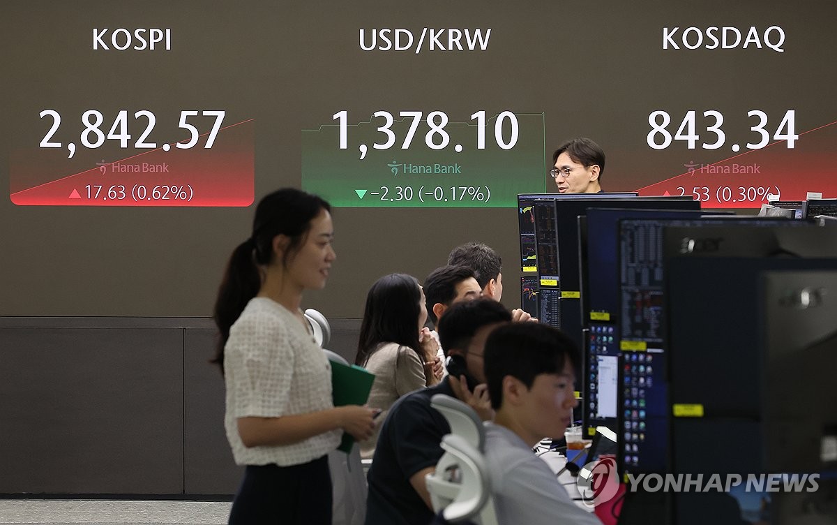 코스피, 삼성전자 호실적에 2,840대 진입…'연중 최고' 행진(종합)