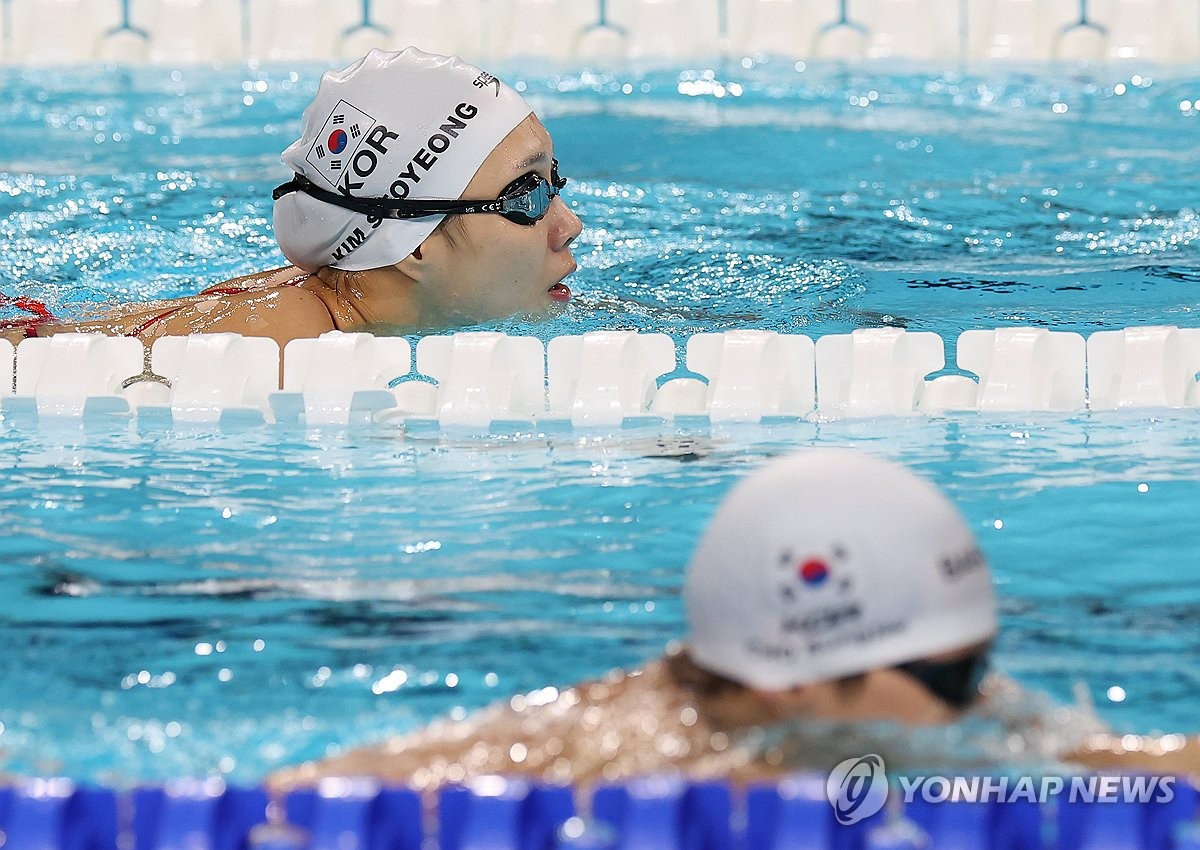 [올림픽] 결전지 라데팡스 수영장 입성한 대표팀 "심장이 뛴다"(종합)