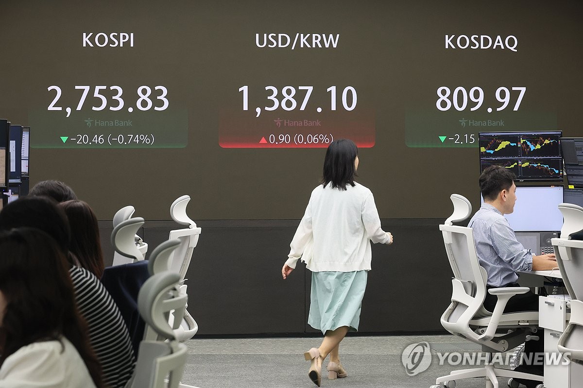 코스피, 실적 경계감에 2,750대 후퇴…코스닥은 상승(종합)