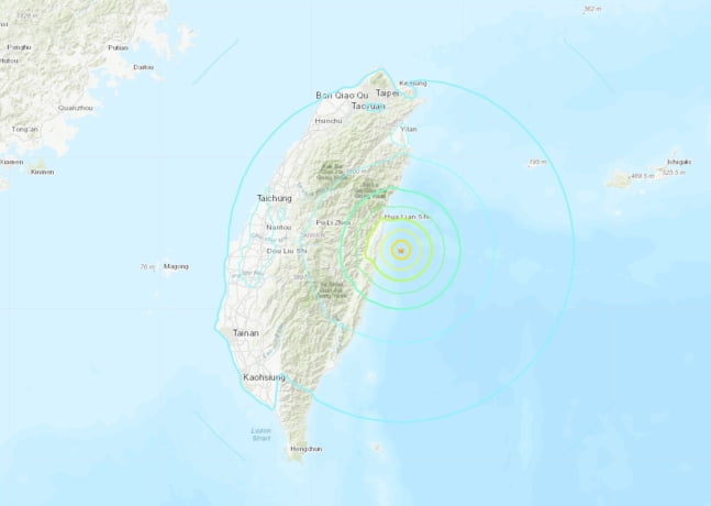 16일 대만에서 발생한 지진의 진원도 / 사진 = EMSC 캡처 