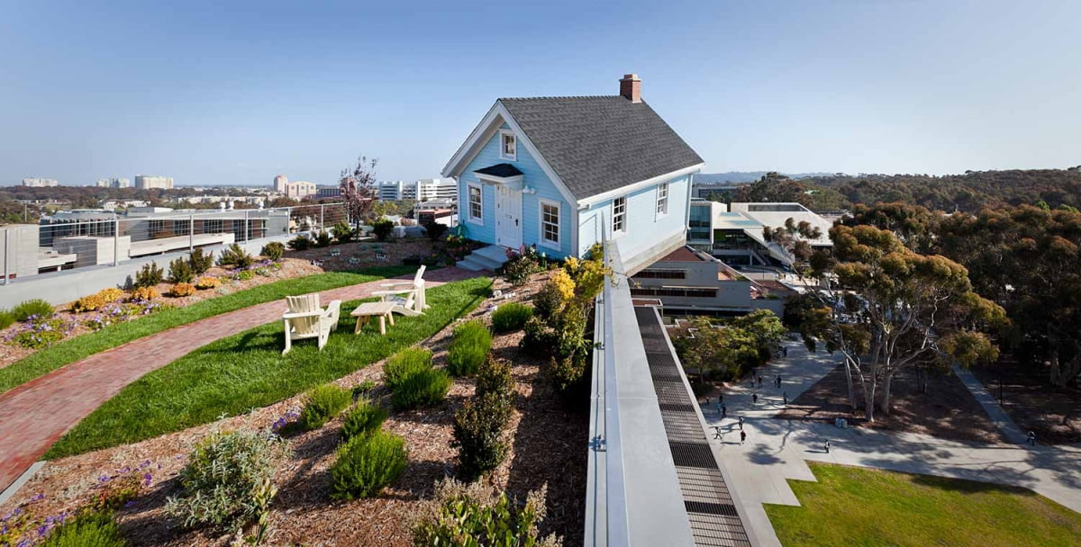 “Fallen Star,” by artist Do Ho Suh, opened in 2012 as part of UC San Diego’s Stuart Collection, an ongoing program of commissioned, site-specific sculptures. Photo by Philipp Scholz Rittermann