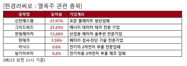 신진에스엠,그리드위즈,한빛레이저,민테크,이닉스,삼기이브이