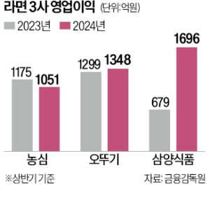 삼양 훨훨, 농심·오뚜기 주춤…수출이 가른 '라면 빅3' 실적