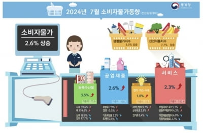 7월 소비자물가 2.6% 상승…기름값은 훌쩍