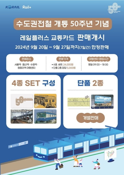 코레일, 수도권전철 50주년 기념 ‘레일플러스’ 카드 한정판 출시