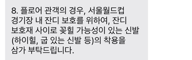 아이유 콘서트 예매자가 하이힐 자제를 부탁하는 내용의 안내 문자를 받았다. /사진=독자 제보