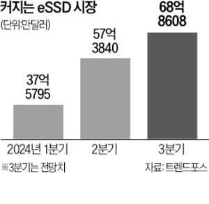 AI용 주문 급증…"올 3분기 eSSD 시장 20% 성장한다"