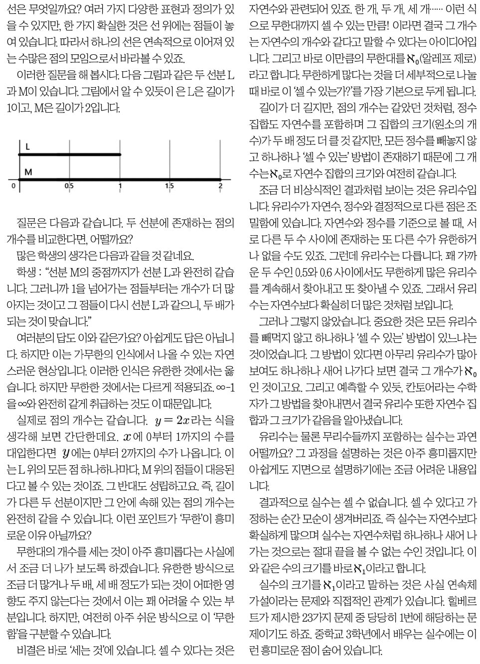 [재미있는 수학] 선은 연속적으로 이어진 수많은 점들의 모임