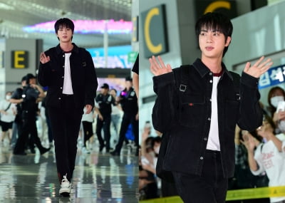 방탄소년단 진, 우월한 비주얼 뽐내며 출국..오늘도 멋짐[TEN포토+]