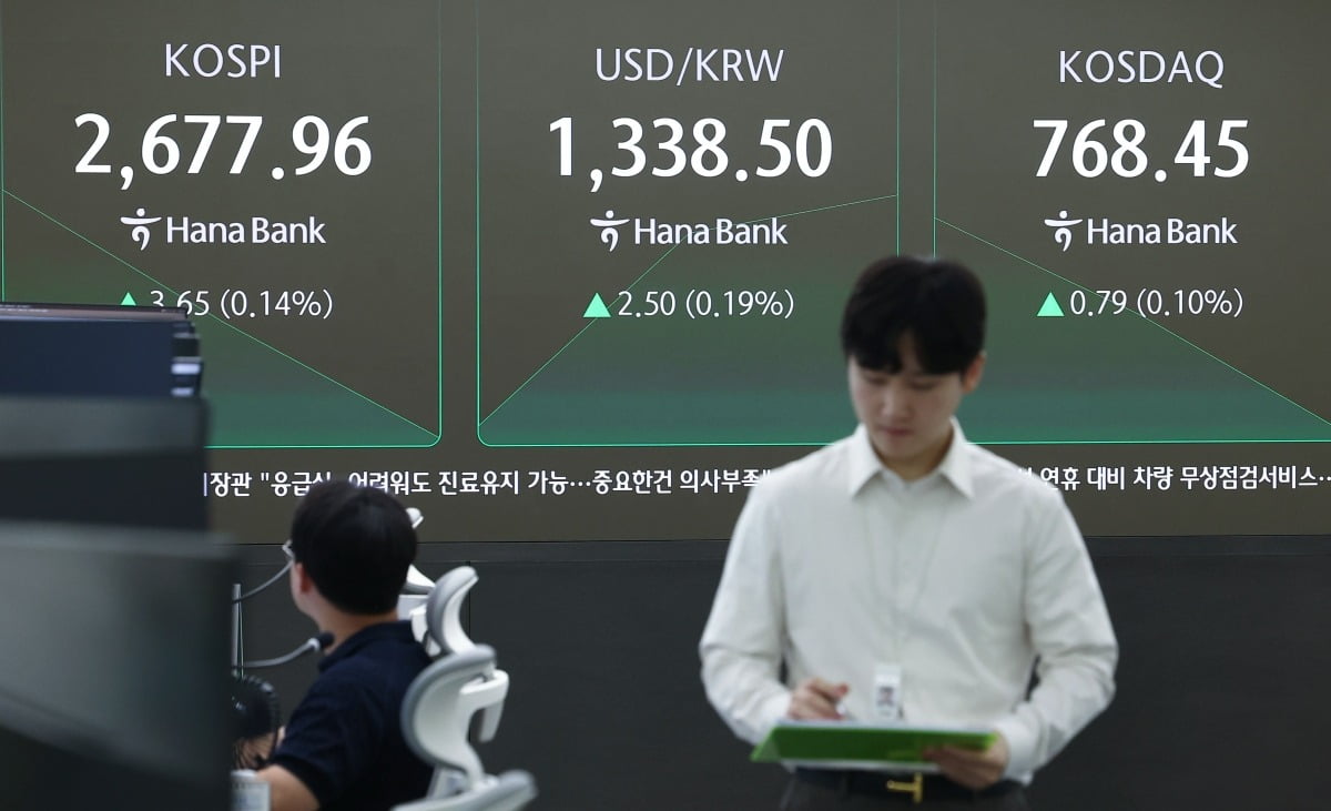  2일 오전 서울 중구 하나은행 본점 딜링룸./사진=연합뉴스