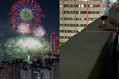 남의 아파트에서 와인잔 들고 무슨 짓? 불꽃축제 민폐 '뒷목'