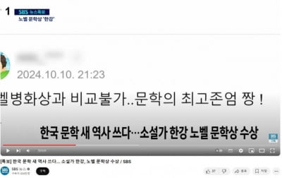 "노벨병화상과 비교불가"…한강 보도에 이 댓글 내보낸 SBS