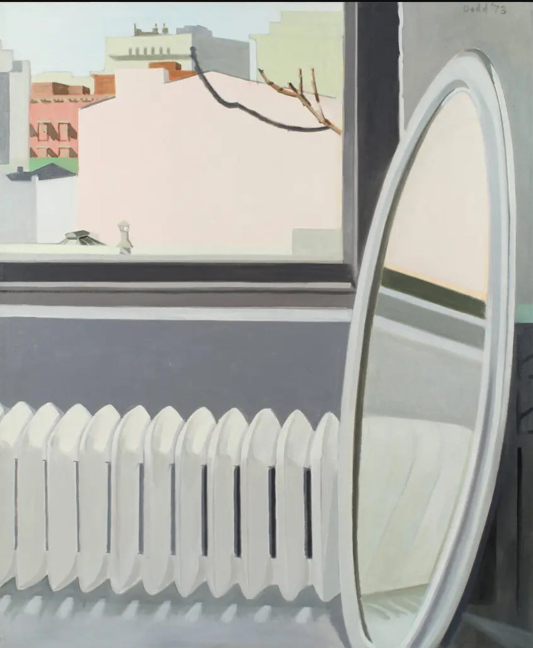 Window, Cityscape, Oval Mirror(1973).