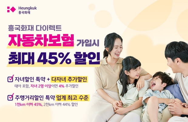 흥국화재, 다이렉트 자동차보험 가입시 ‘최대 45%’ 할인