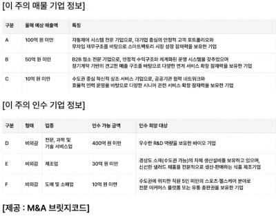 연매출 100억 산업용 자동제어 솔루션 기업 M&A 매물로