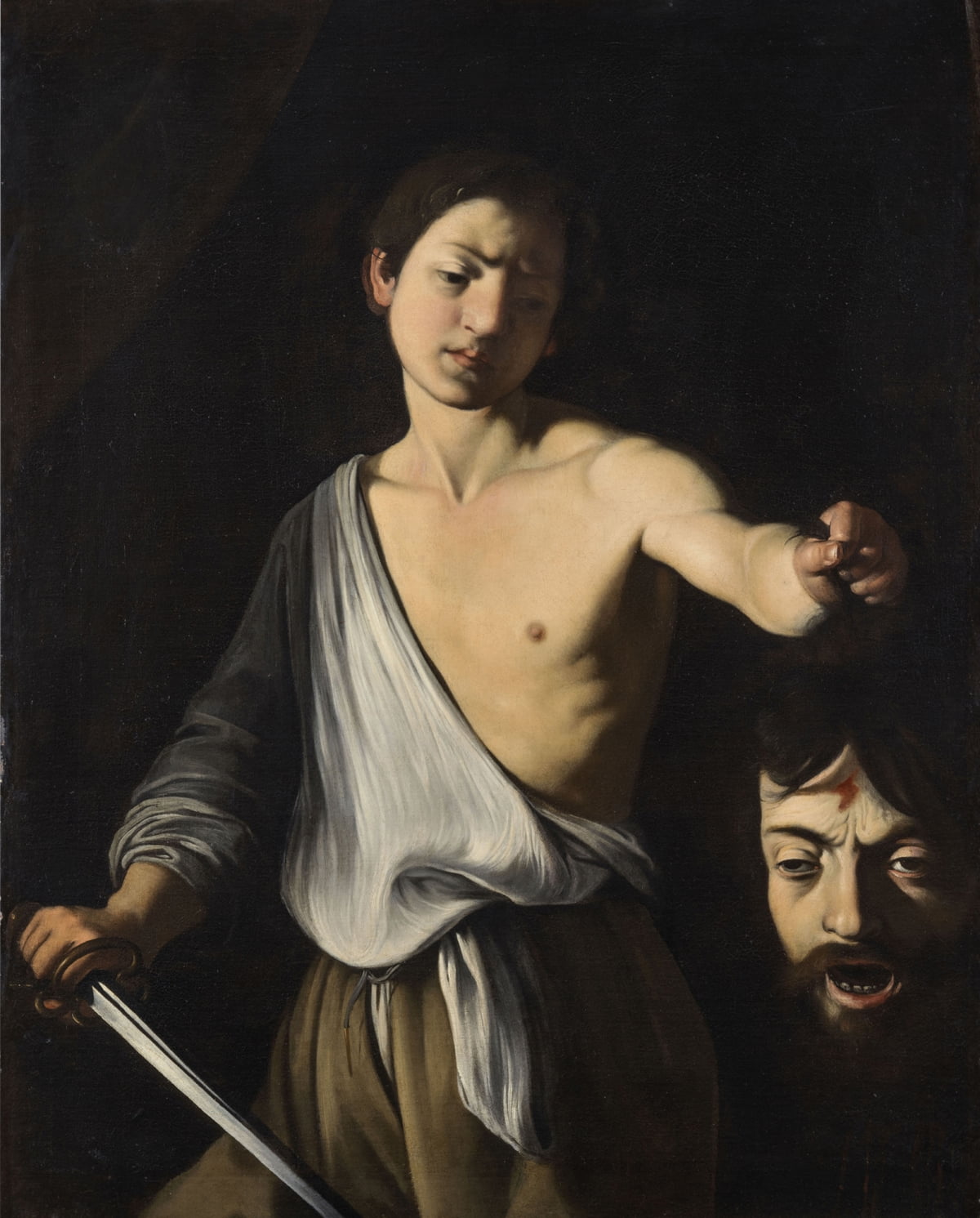 카라바조, 골리앗의 머리를 든 다윗( David with the Head of Goliath), 1606, 캔버스에 유채, 개인소장. /액츠매니지먼트 제공