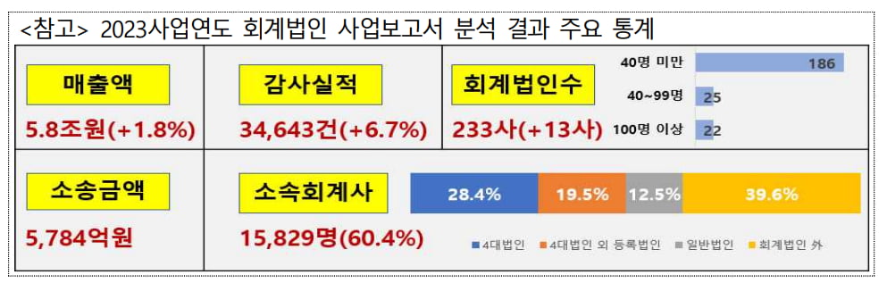 2023사업연도 회계법인 사업보고서 분석 결과./사진=금융감독원