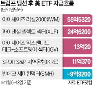 트럼프發 ETF '머니 대이동'…美 금융·중소형주·SW 후끈