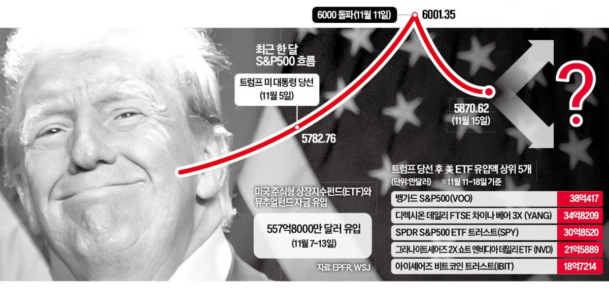 美 ETF 자금 유입 14년 만에 최대…'트럼프 랠리'가 불안한 월가