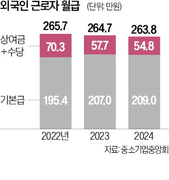 "한사람 몫 못하는데…외국인 월급 264만원 부담"