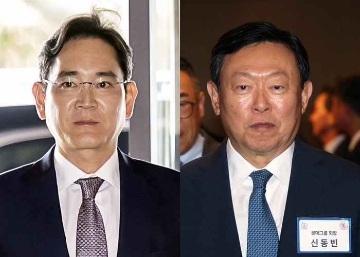 이재용 삼성전자 회장, 신동빈 롯데그룹 회장. 사진=연합뉴스·한국경제신문