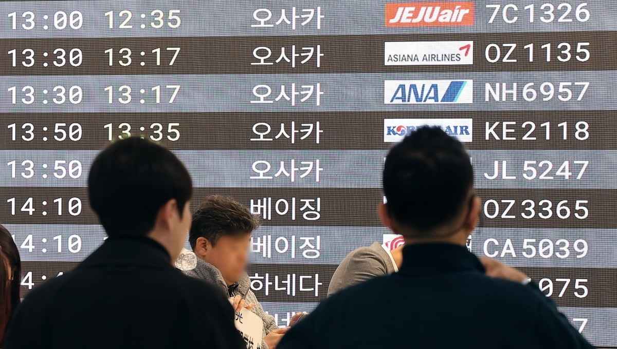 서울 강서구 김포공항 국제선 탑승수속 안내 게시판. 사진=바카라사이트1