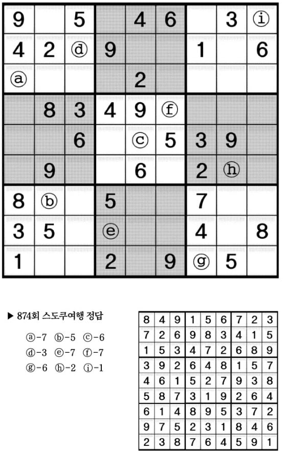 [수학 두뇌를 키워라] 스도쿠 여행 (875)