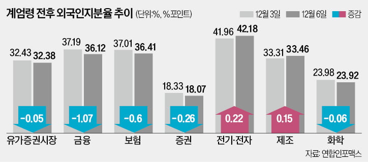 때아닌 계엄 사태에…외국인, 금융株부터 내던졌다