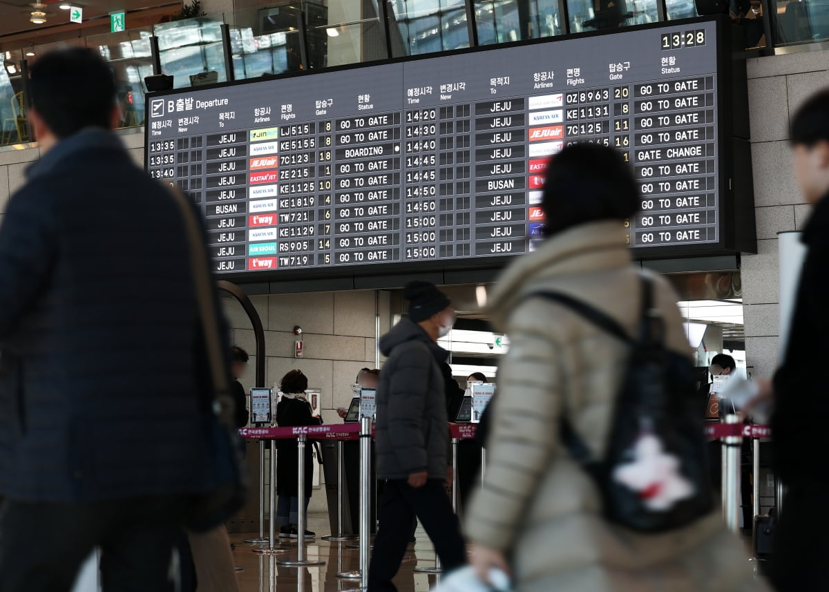 서울 강서구 김포국제공항 국내선 청사에서 승객들이 탑승 수속을 밟고 있다. 사진=뉴스1