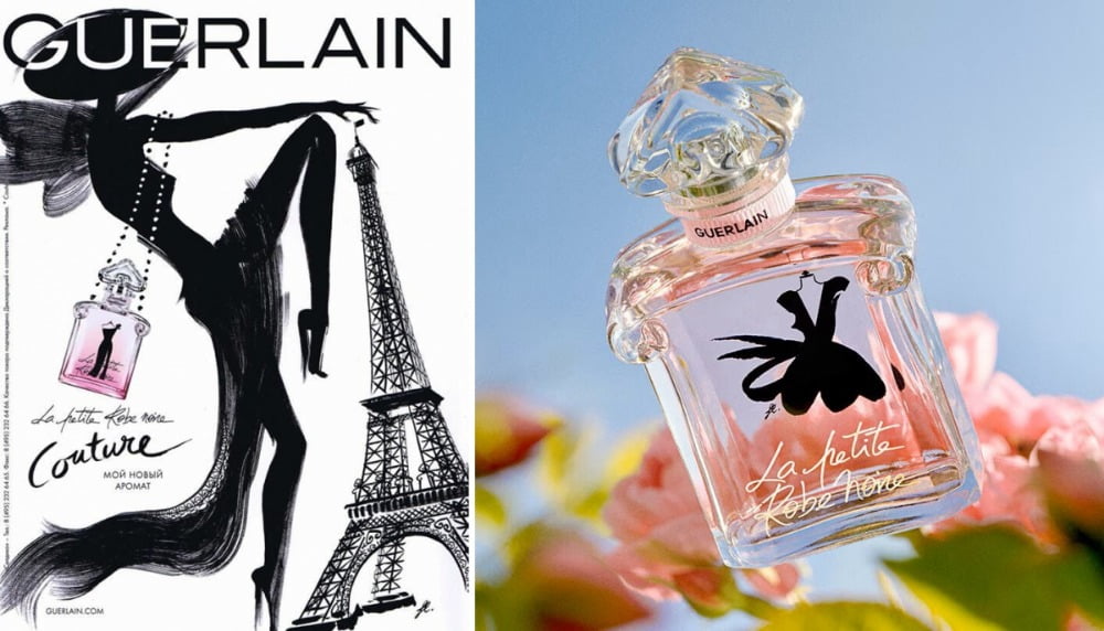 [좌] La petite robe noire, couture 광고 / 사진. © Kuntzel & Deygas / Guerlain, [우] La petite robe noire 향수 / 사진 출처. © Guerlain 사이트