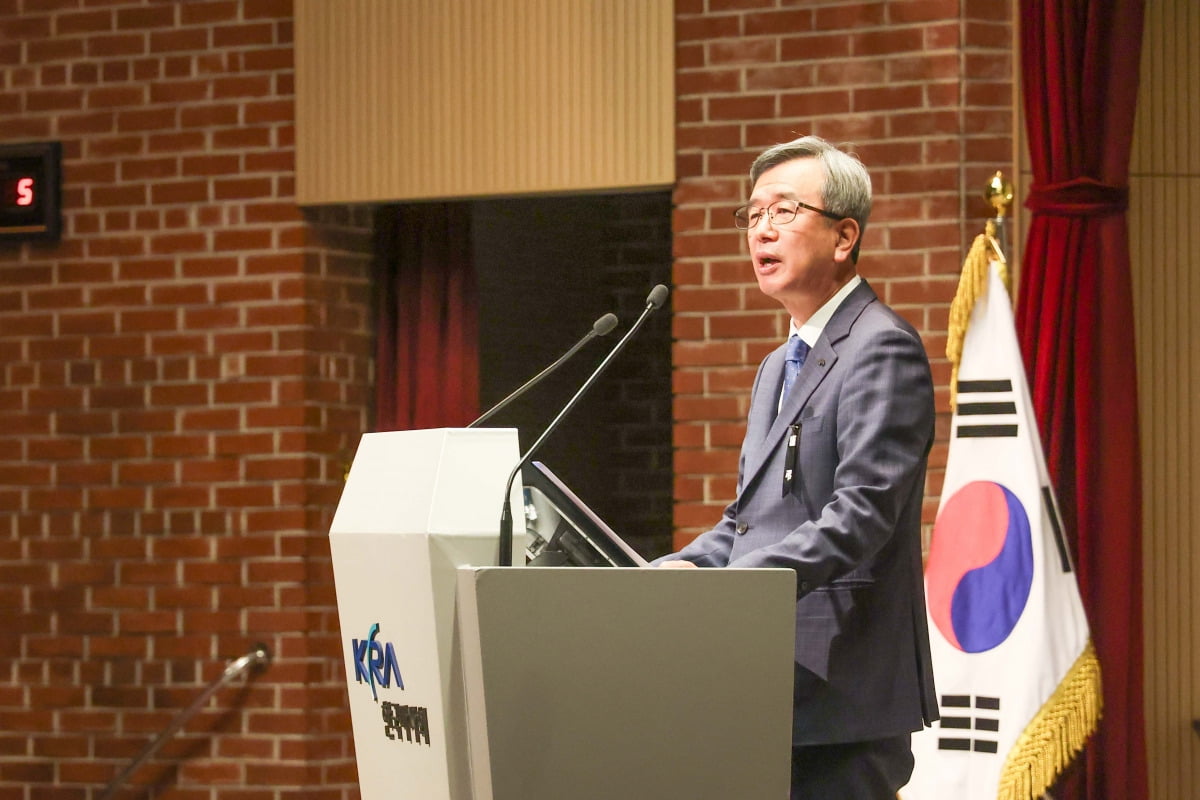 정기환 한국마사회장이 신년사를 발표하고 있다. 한국마사회 제공