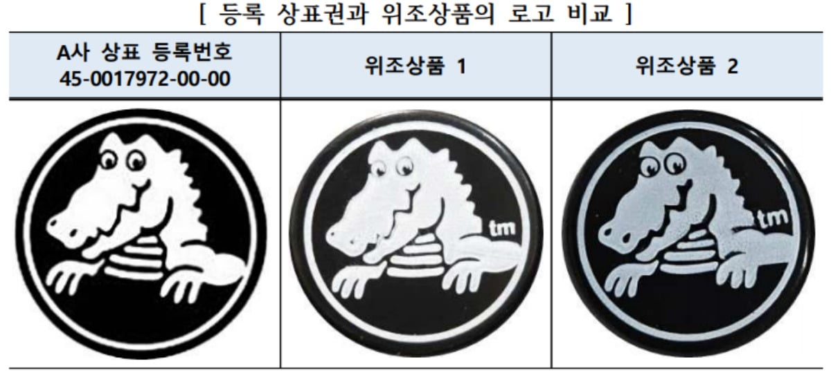 통계청에서 제공한 A사 브랜드 등록 상표권과 슬롯사이트 볼트 메이저의 로고 비교 표./ 사진=통계청 제공