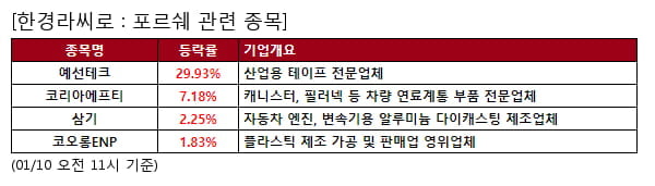 포르쉐 관련 종목 강세... 평균 10.3% 상승