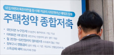 한 은행 지점에 걸린 주택청약종합저축 광고판 모습.  한경DB 