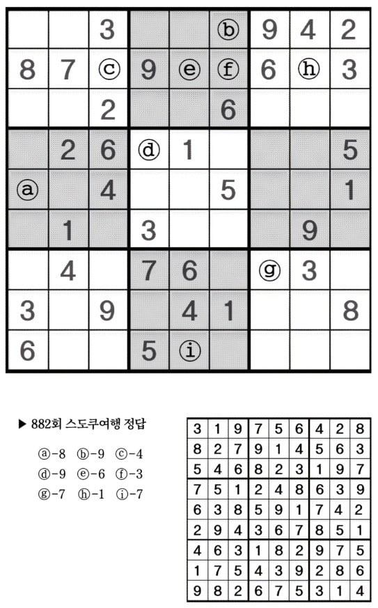 [수학 두뇌를 키워라] 스도쿠 여행 (883)